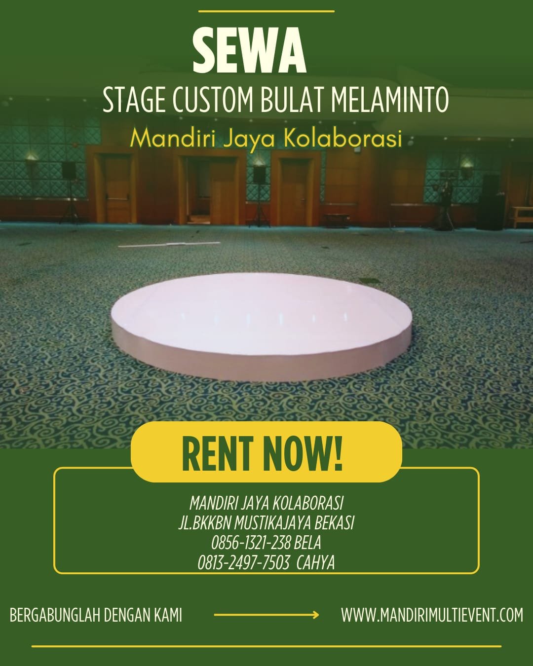 Sewa Stage Custom Bulat Melamin Bekasi