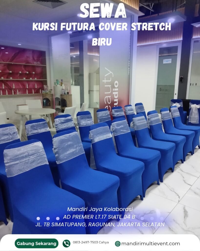 SEWA KURSI FUTURA COVER STRETCH BIRU