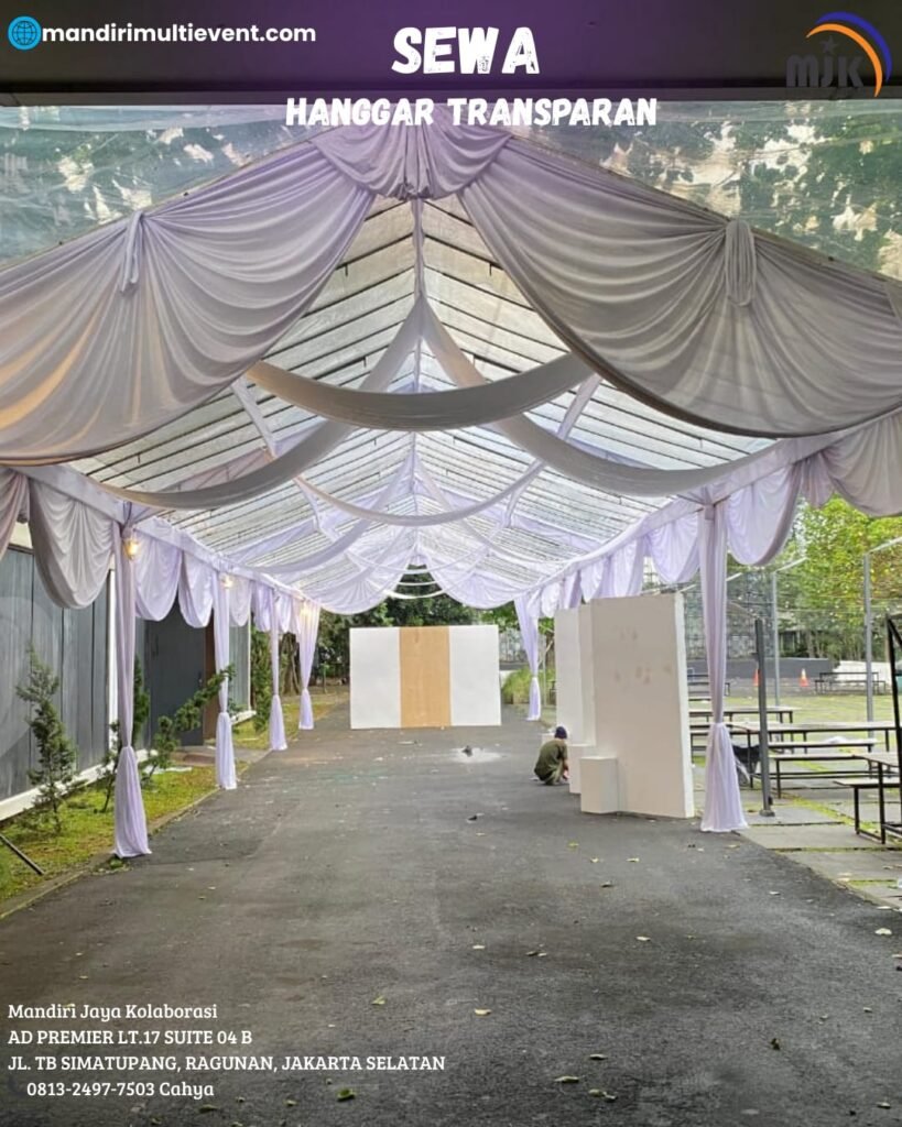 sewa tenda hanggar transparan area jabodetabek