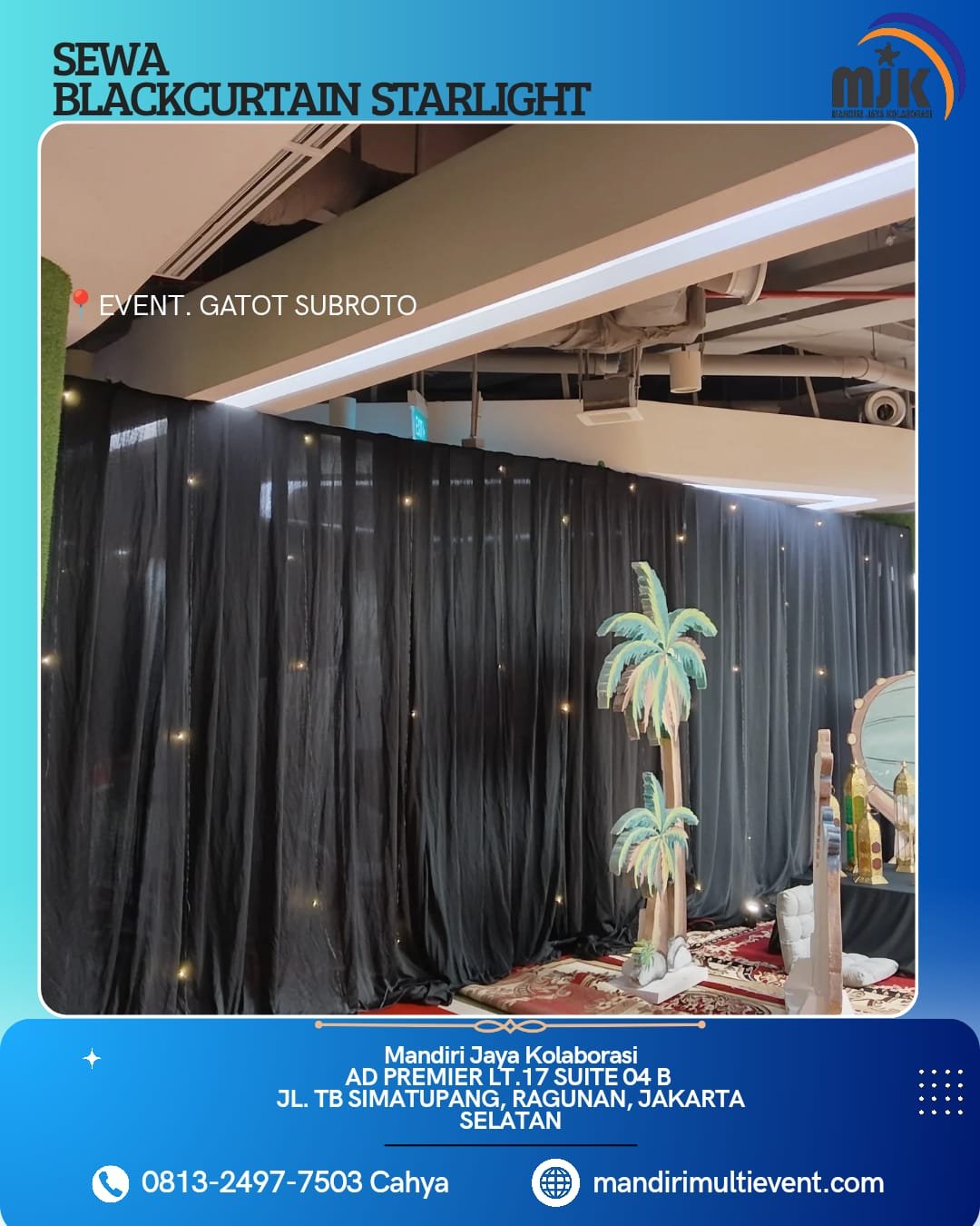 SEWA BLACK CURTAIN STARLIGHT JAKARTA