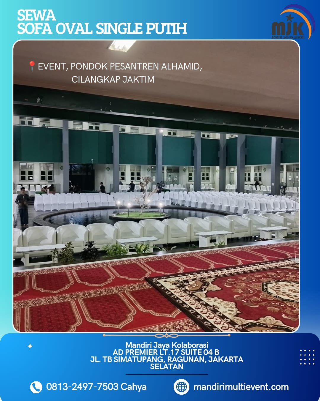 SEWA SOFA OVAL SINGLE PUTIH JAKARTA