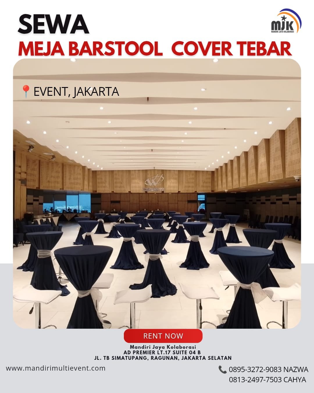 SEWA MEJA BARSTOOL COVER TEBAR JAKARTA