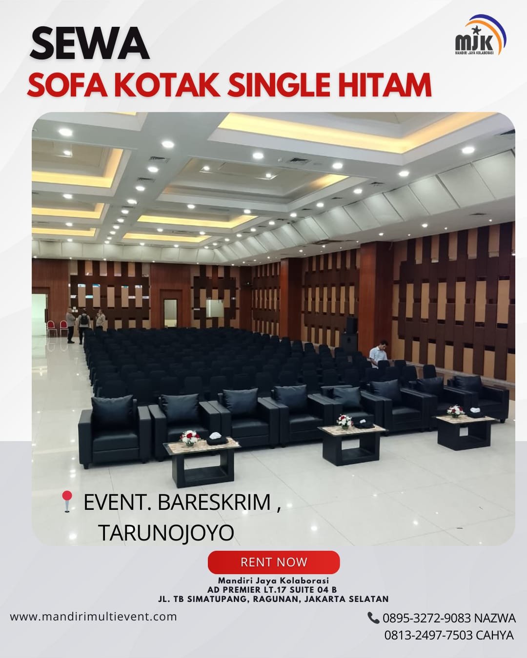 SEWA SOFA KOTAK SINGLE HITAM JAKSEL