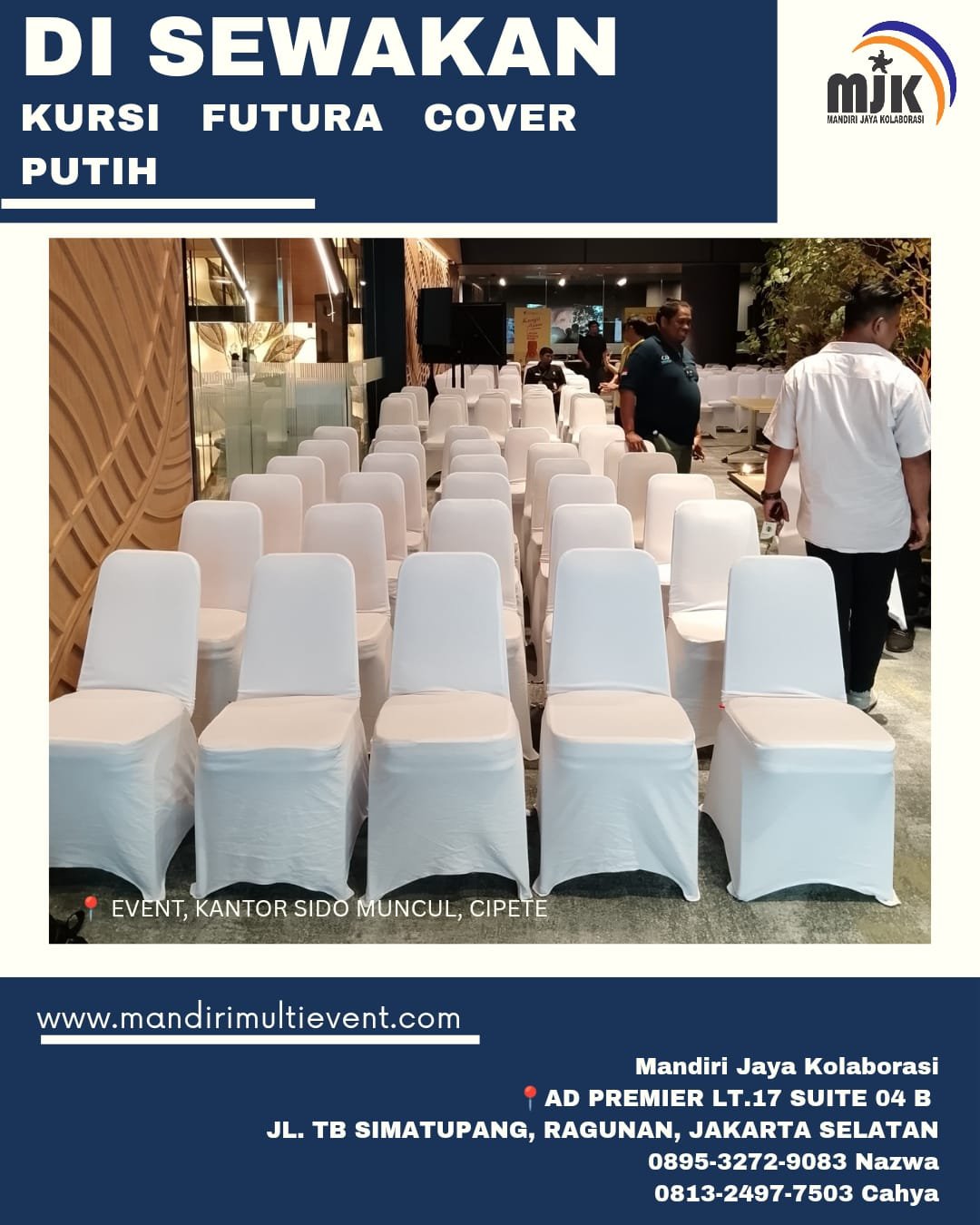 RENTAL KURSI FUTURA COVER PUTIH JAKARTA