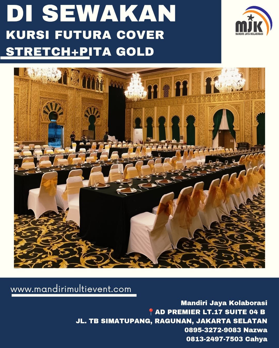 SEWA KURSI FUTURA COVER STRETCH BEKASI