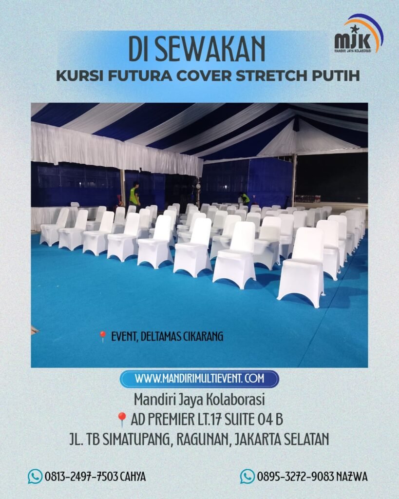 SEWA KURSI FUTURA COVER STRETCH PUTIH
