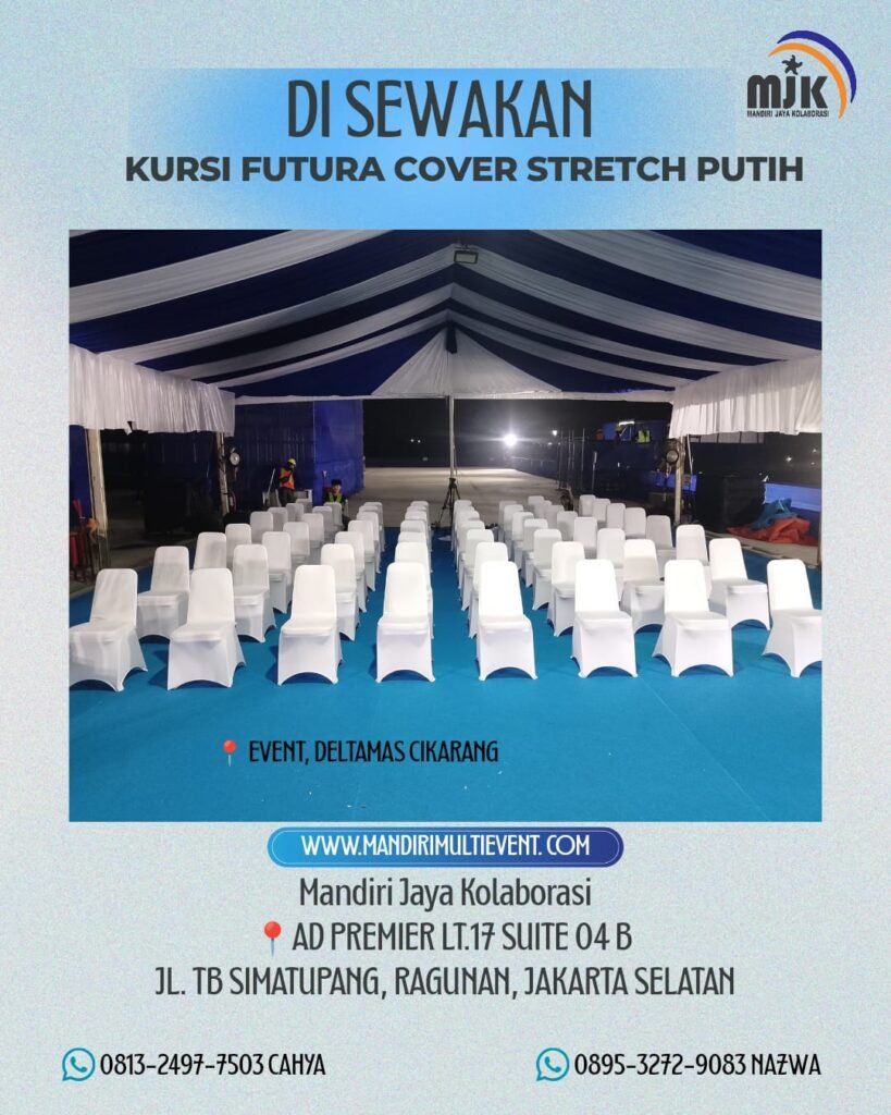 SEWA KURSI FUTURA COVER STRETCH PUTIH