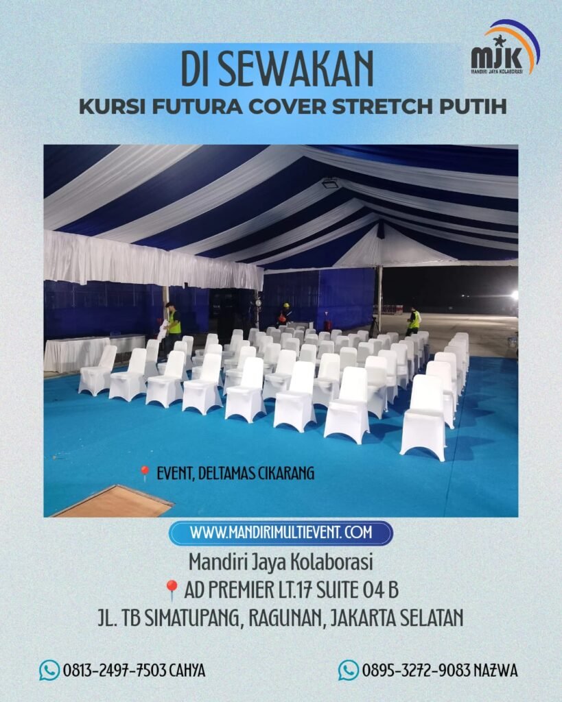 SEWA KURSI FUTURA COVER STRETCH PUTIH