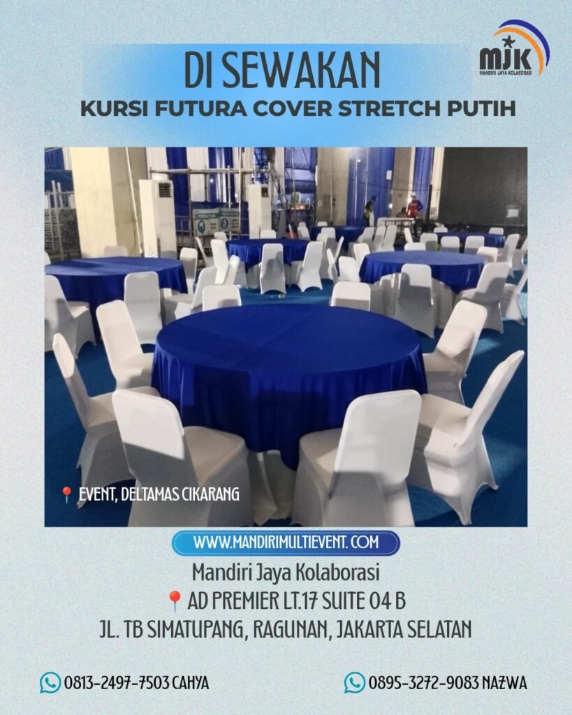 SEWA KURSI FUTURA COVER STRETCH PUTIH