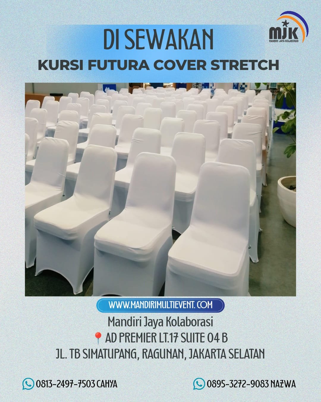 SEWA KURSI FUTURA COVER STRETCH BEKASI