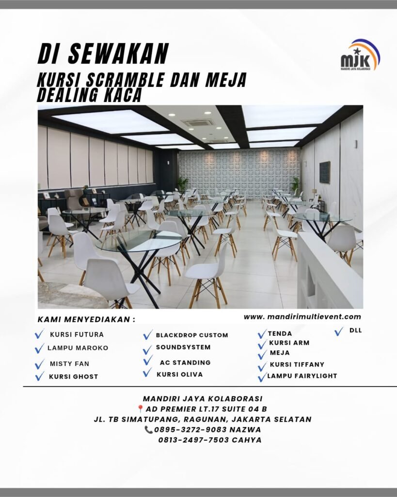 SEWA KURSI SCRAMBLE & MEJA DAELING KACA