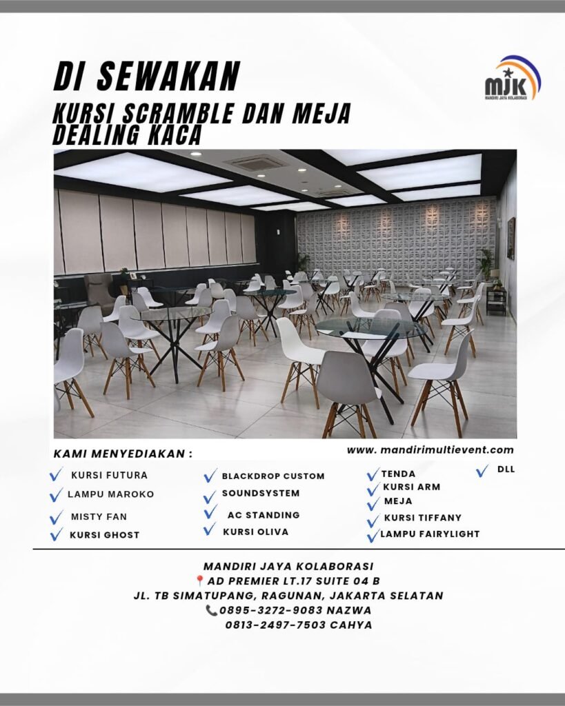 SEWA KURSI SCRAMBLE & MEJA DAELING KACA