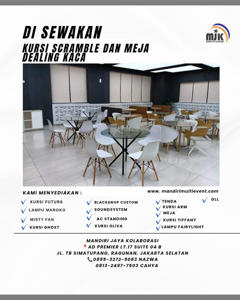 SEWA KURSI SCRAMBLE & MEJA DAELING KACA