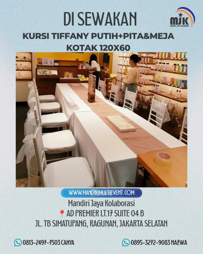 SEWA KURSI TIFFANY & MEJA KOTAK JAKSEL