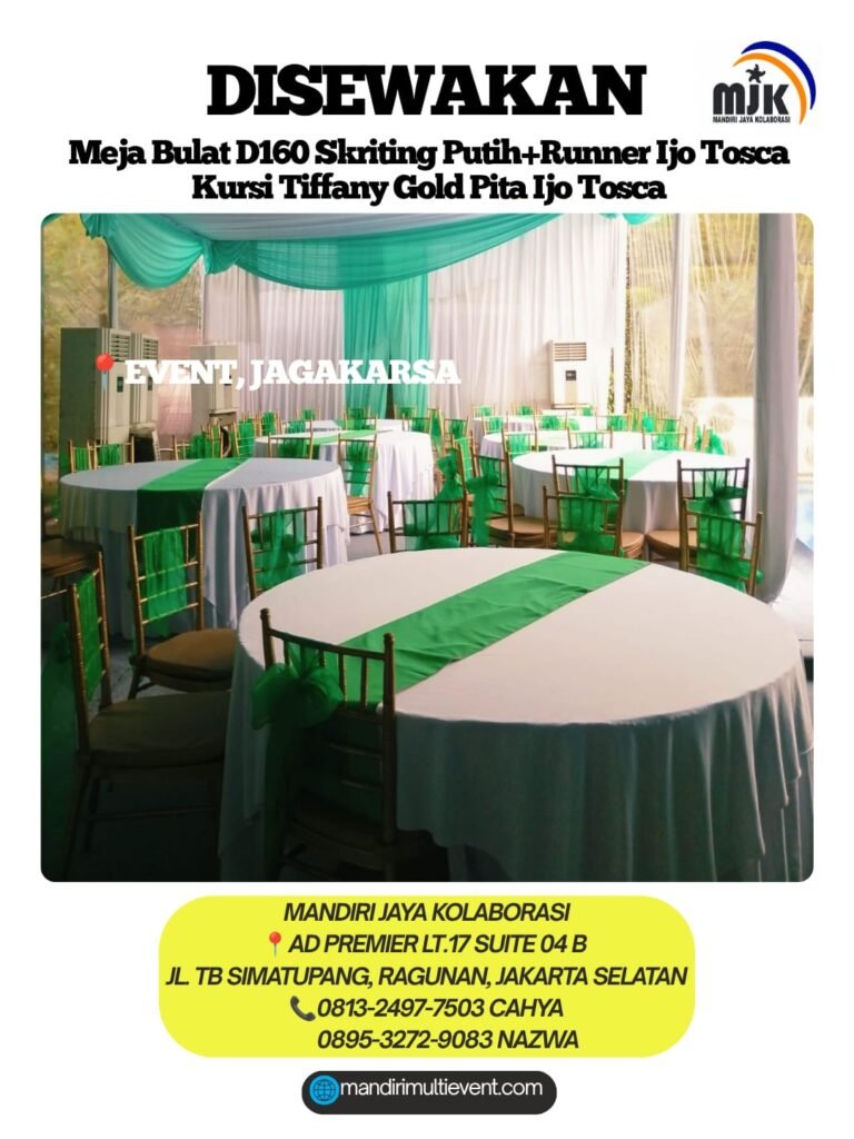 SEWA MEJA BULAT DAN KURSI TIFFANY GOLD