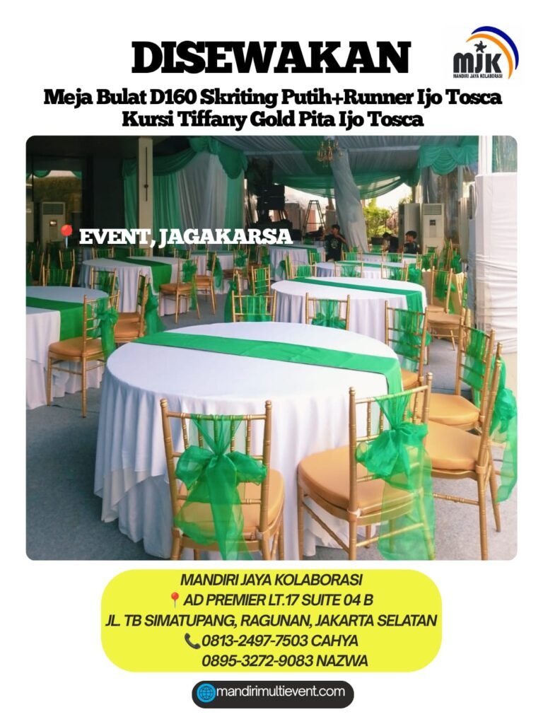 SEWA MEJA BULAT DAN KURSI TIFFANY GOLD