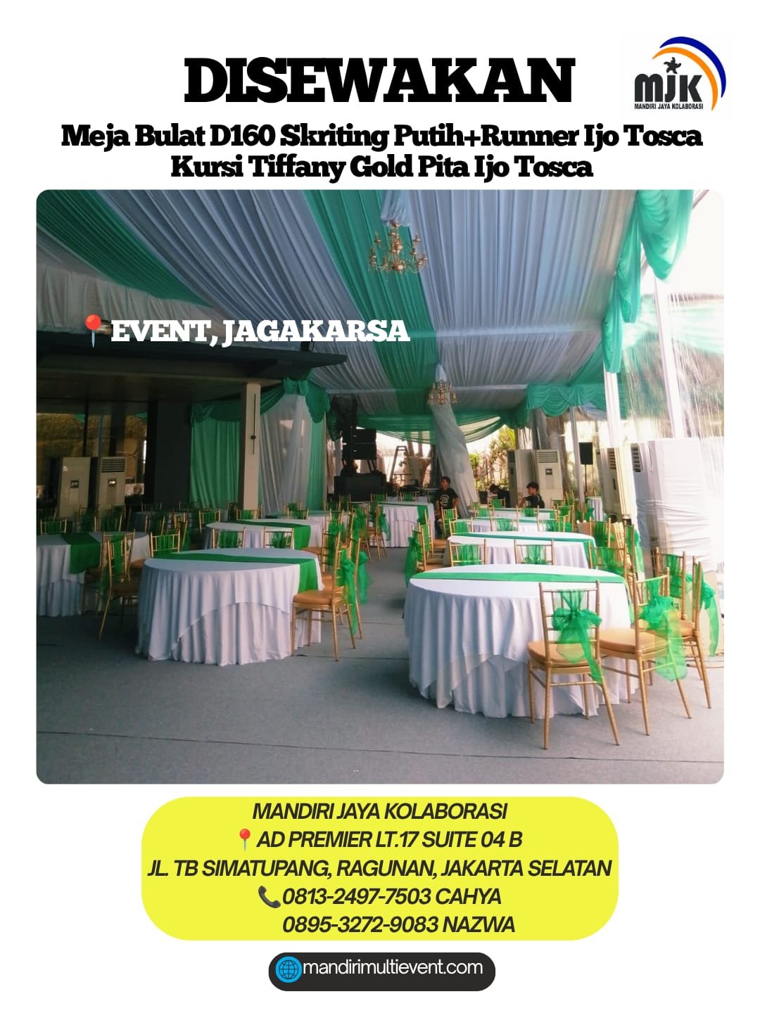 SEWA MEJA BULAT DAN KURSI TIFFANY GOLD