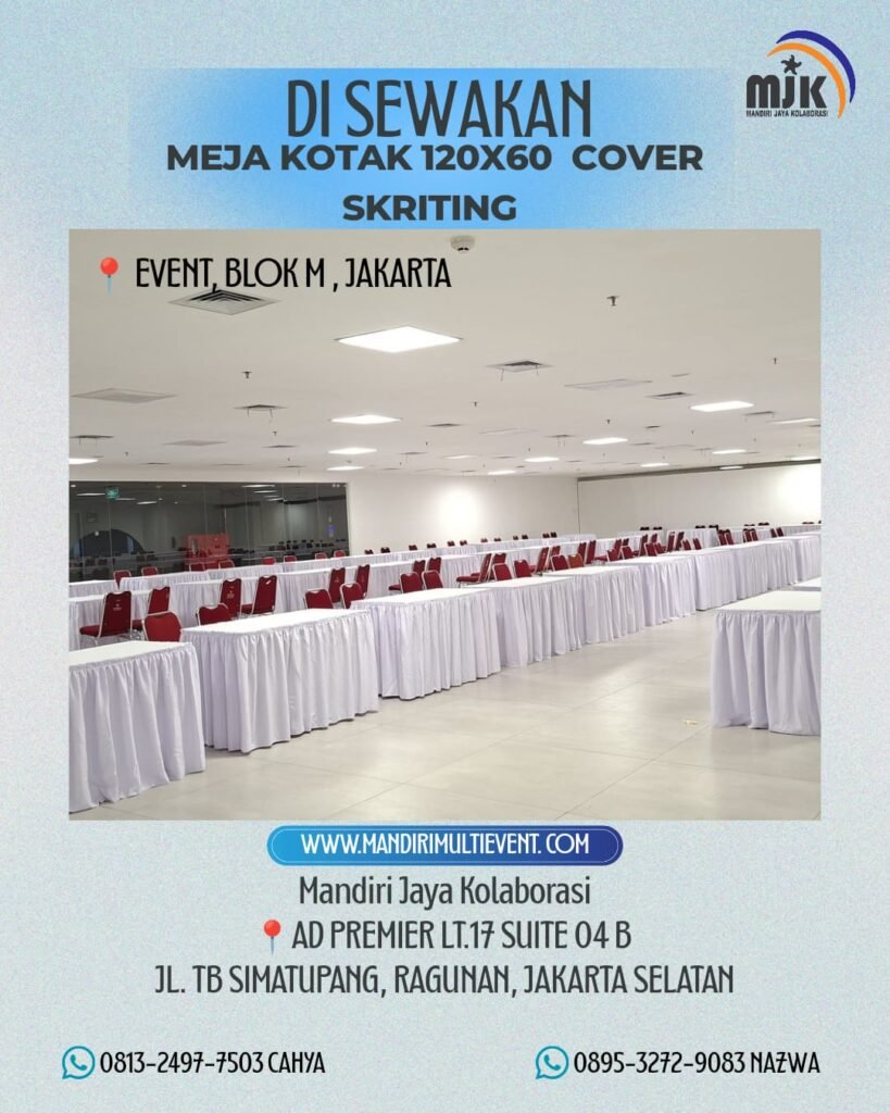 SEWA MEJA KOTAK COVER SKRITING JAKPUS