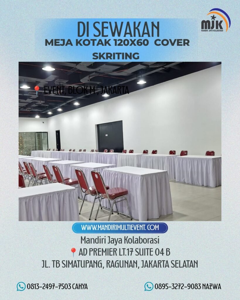 SEWA MEJA KOTAK COVER SKRITING JAKPUS