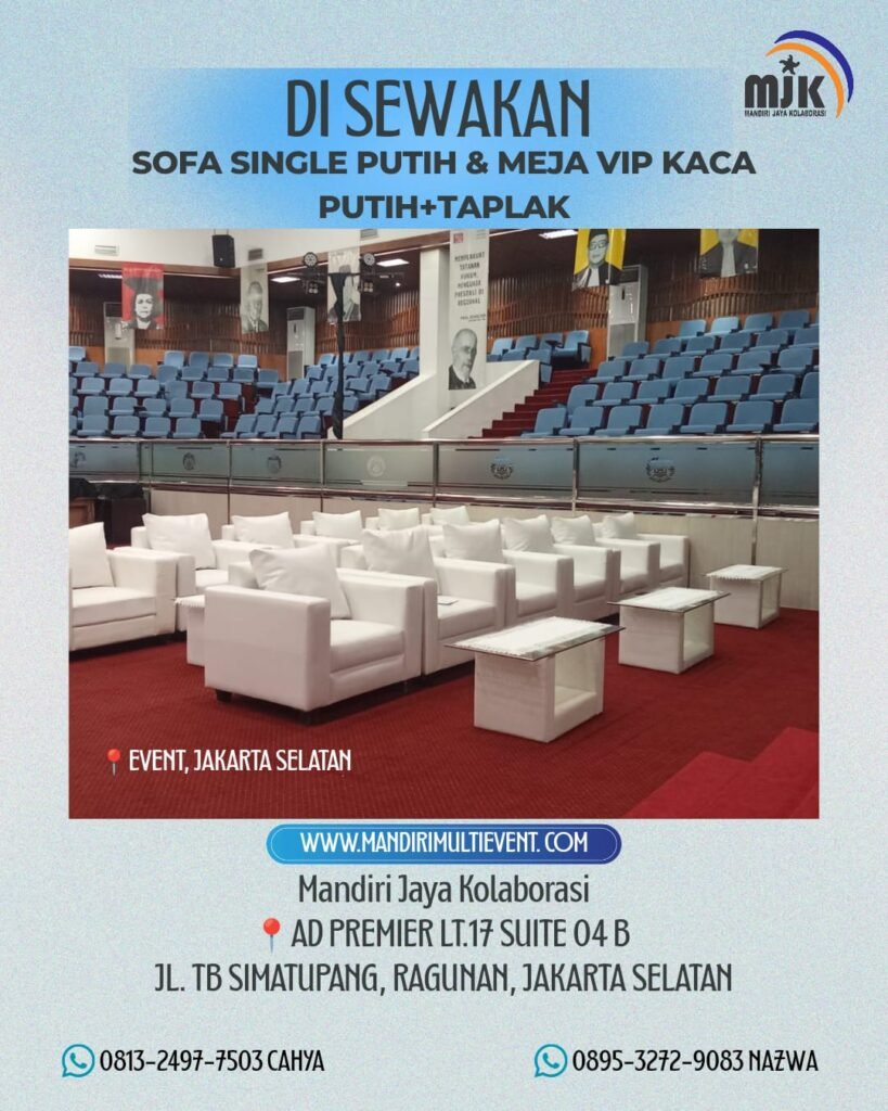 SEWA SOFA SINGLE & MEJA VIP KACA PUTIH