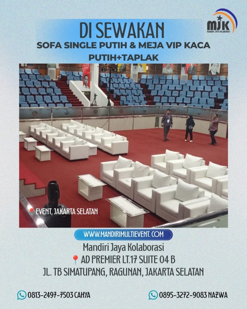 SEWA SOFA SINGLE & MEJA VIP KACA PUTIH