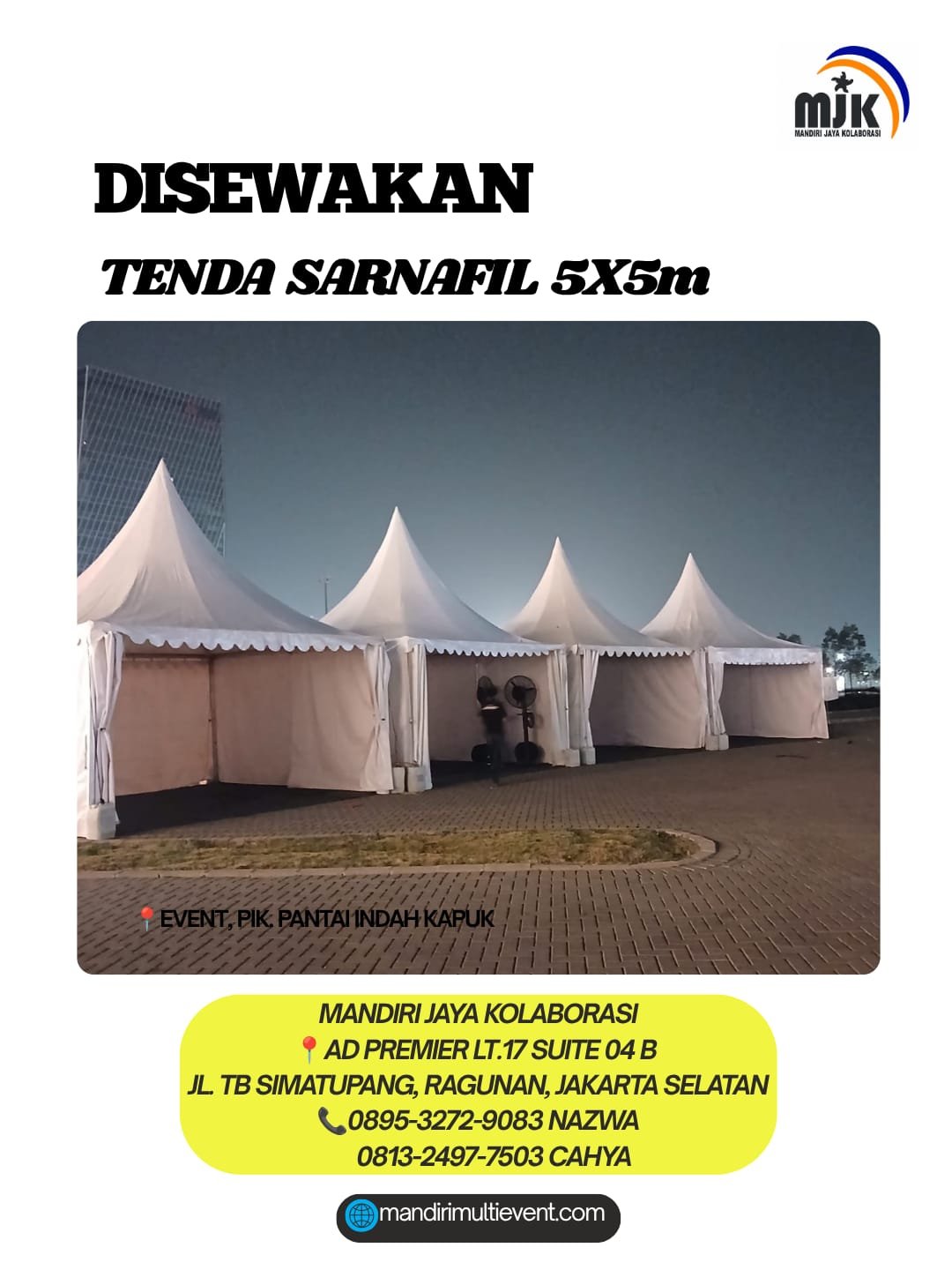 SEWA TENDA SARNAFIL 5X5M JAKARTA PUSAT