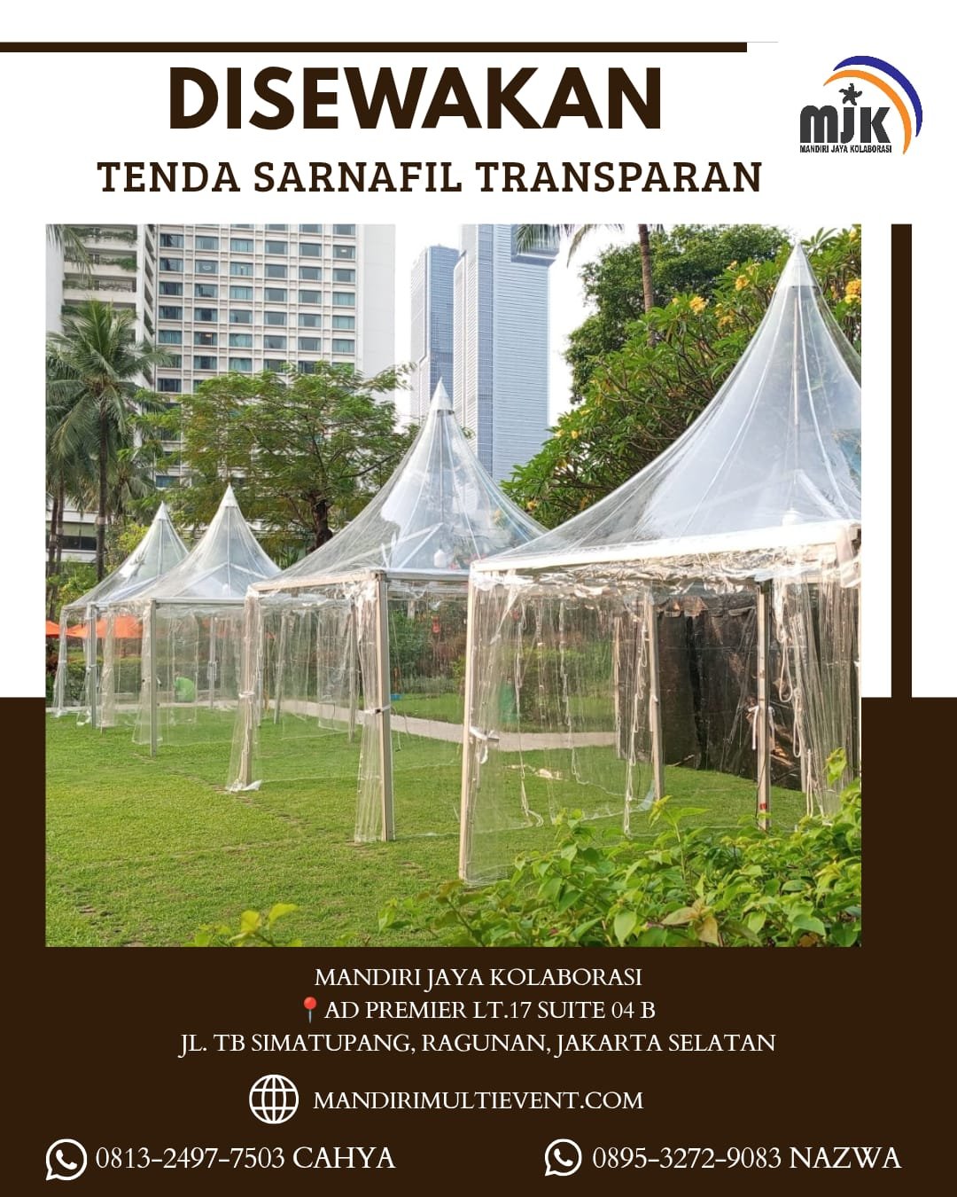 SEWA TENDA SARNAFIL TRANSPARAN JAKUT