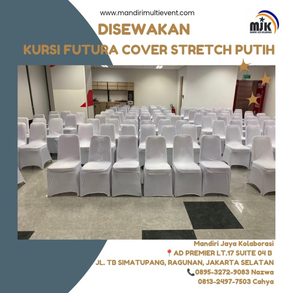 SEWA KURSI FUTURA COVER STRETCH PUTIH
