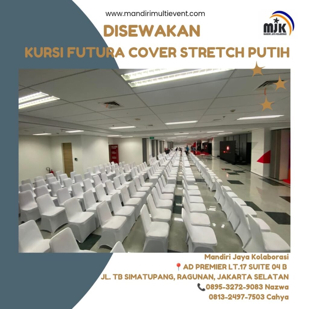 SEWA KURSI FUTURA COVER STRETCH PUTIH
