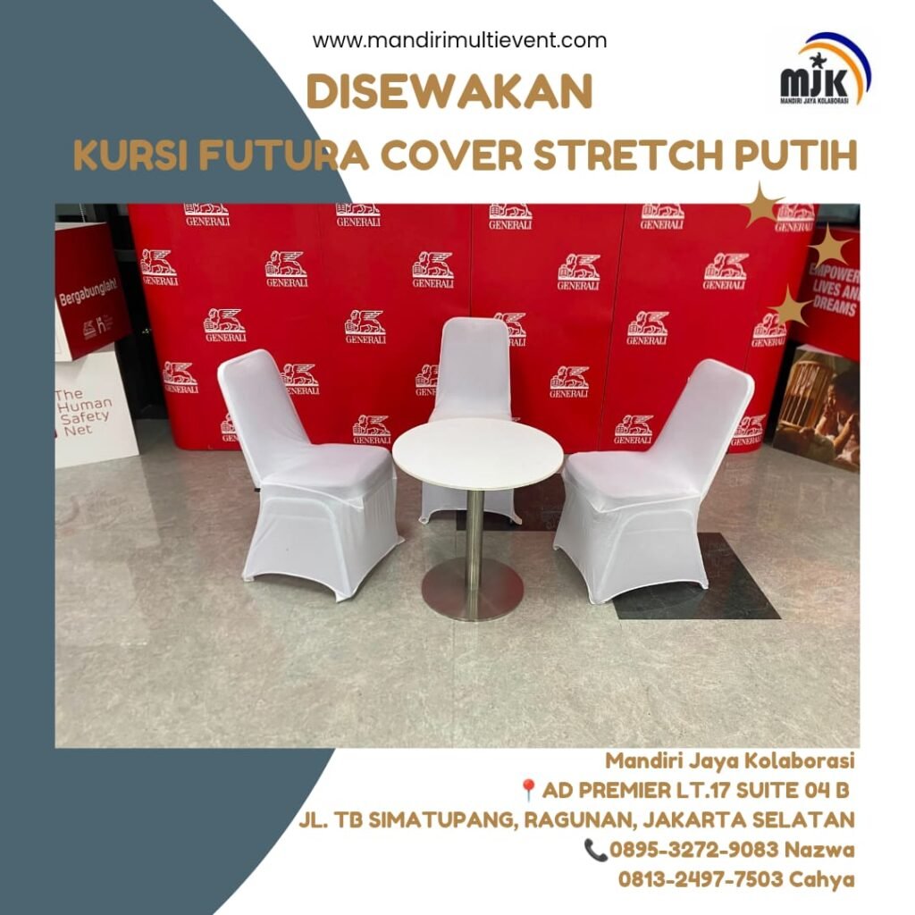 SEWA KURSI FUTURA COVER STRETCH PUTIH