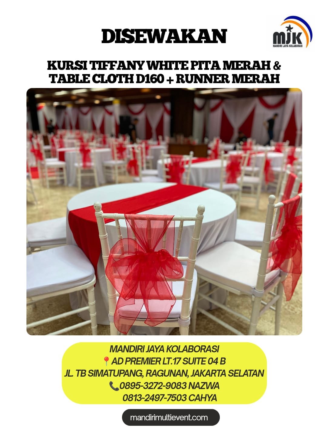 SEWA KURSI TIFFANY&TABLE CLOTCH JAKSEL