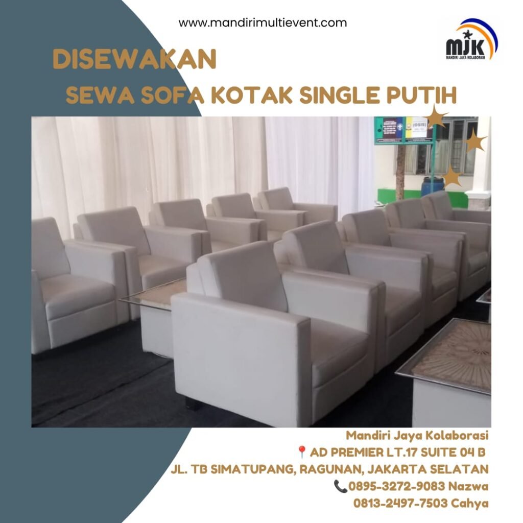 SEWA SOFA KOTAK SINGLE PUTIH ELEGAN 