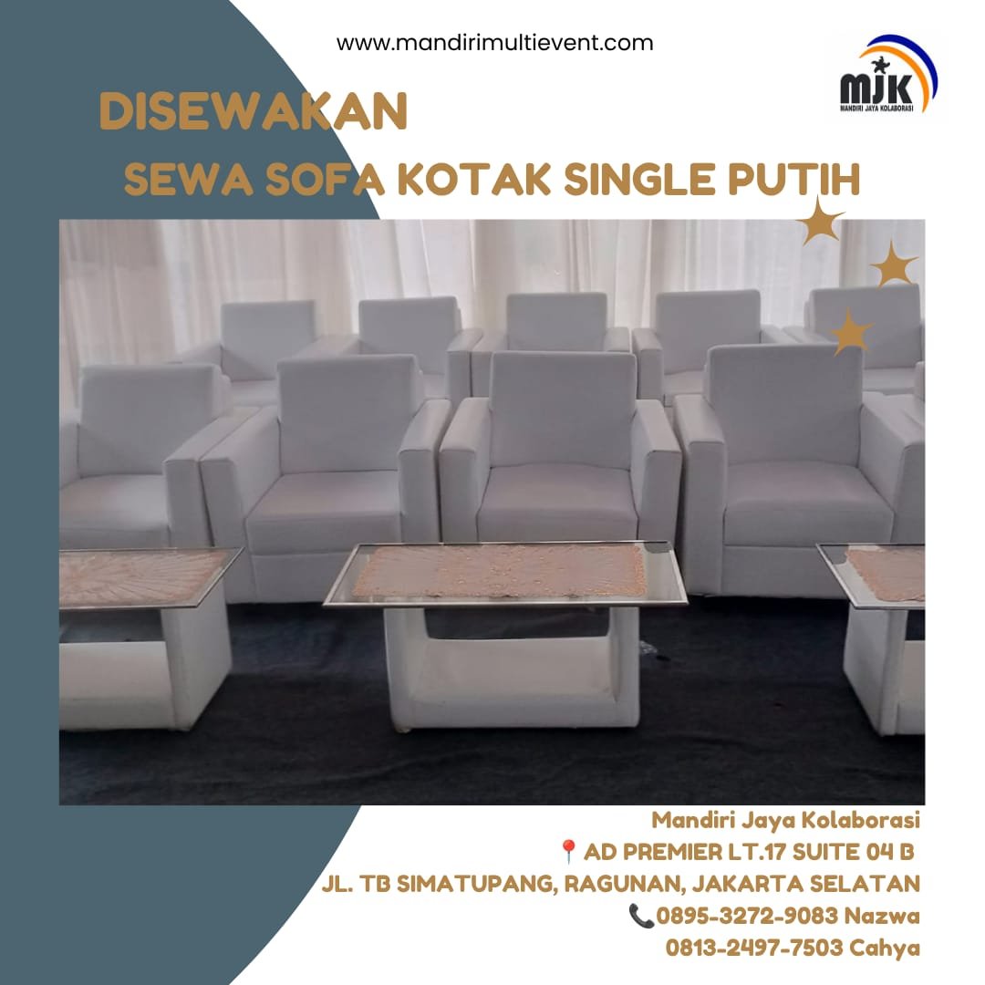 SEWA SOFA KOTAK SINGLE PUTIH ELEGAN