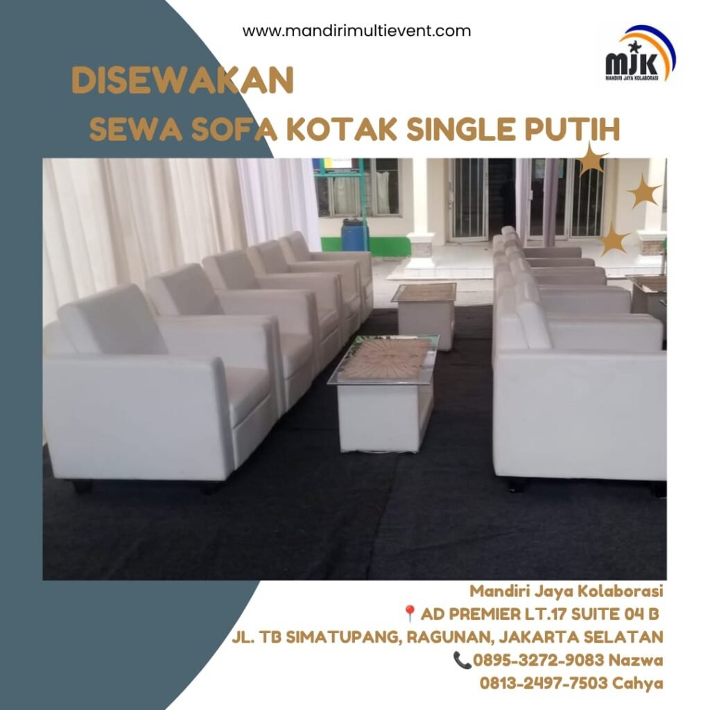SEWA SOFA KOTAK SINGLE PUTIH ELEGAN 