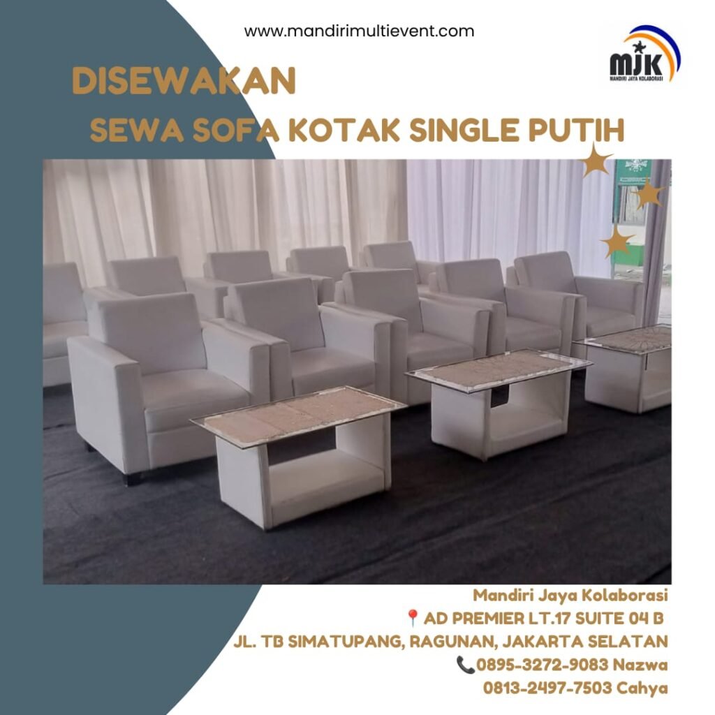 SEWA SOFA KOTAK SINGLE PUTIH ELEGAN 