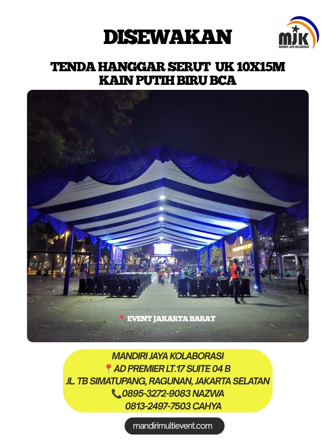 SEWA TENDA HANGGAR SERUT PUTIH BIRU BCA