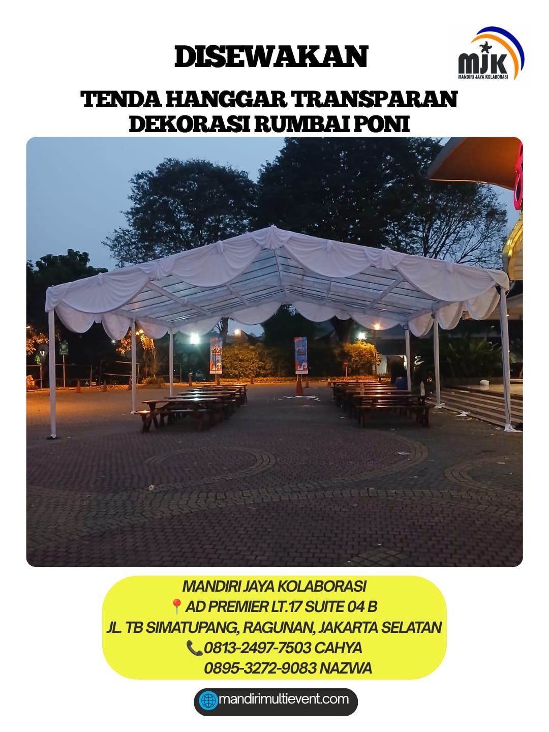 SEWA TENDA TRANSPARAN DEKORASI RUMBAI