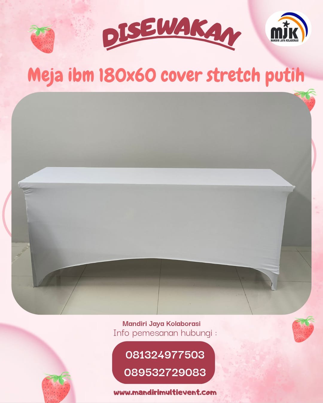 SEWA MEJA IBM COVER STRETCH PUTIH