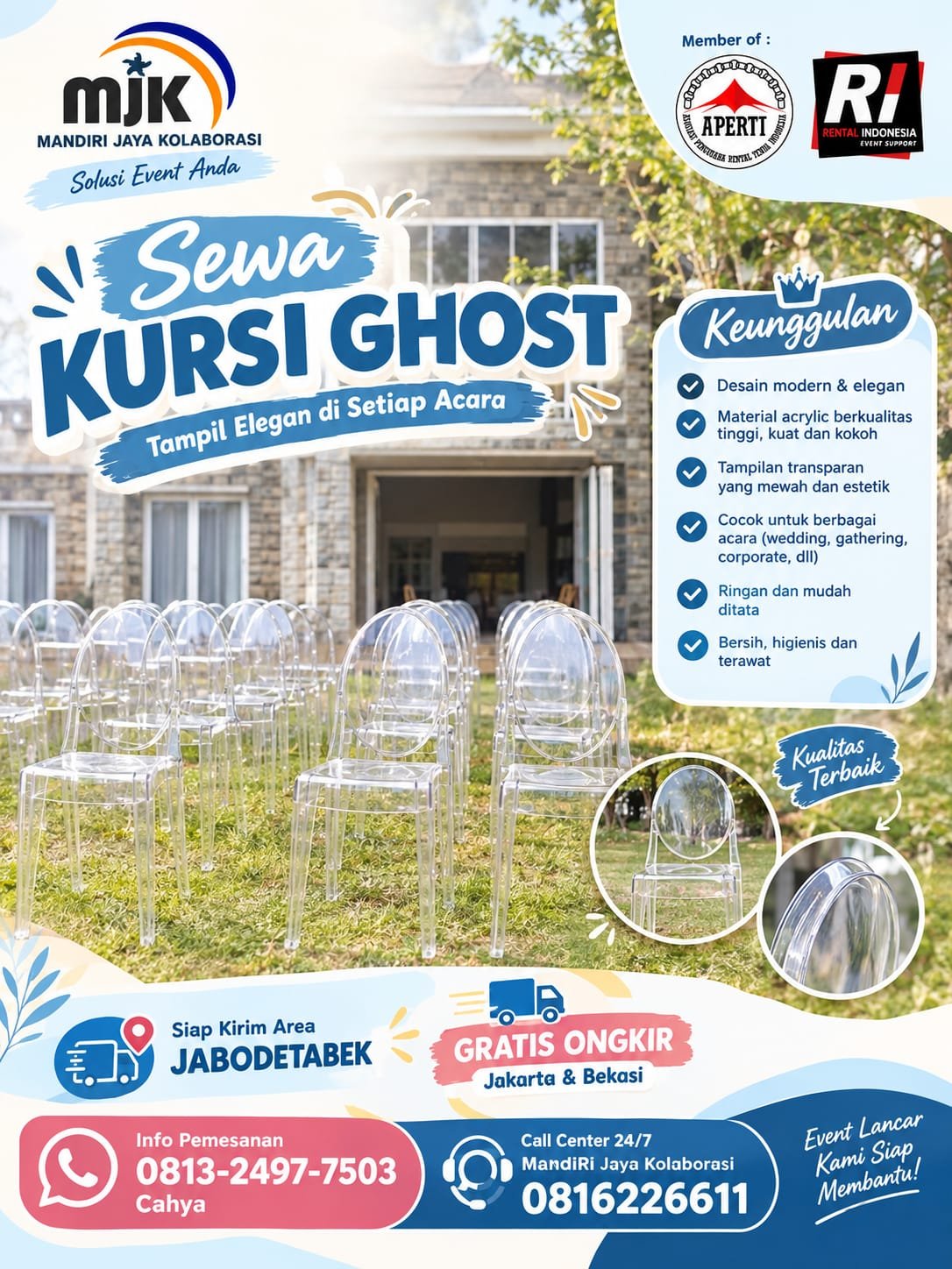 SEWA KURSI GHOST ACRYLIC BERKUALITAS&ELEGAN