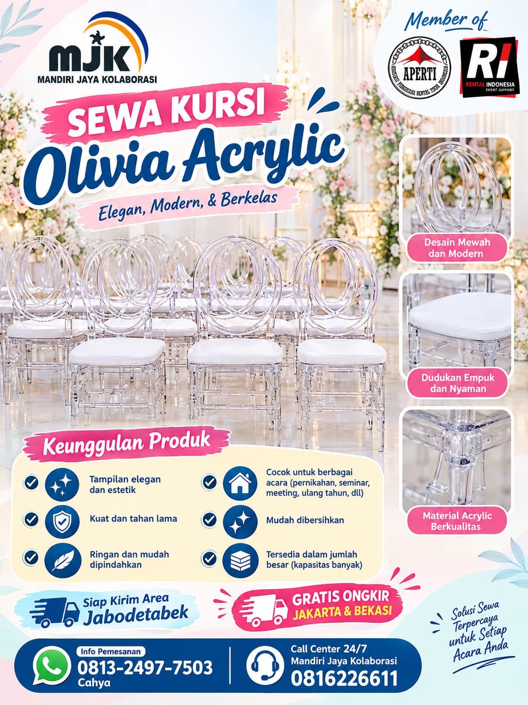 SEWA KURSI OLIVIA ACRYLIC ELEGAN&MODERN