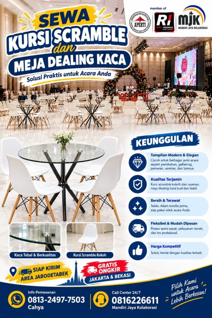 SEWA KURSI SCRAMBLE&MEJA DEALING KACA