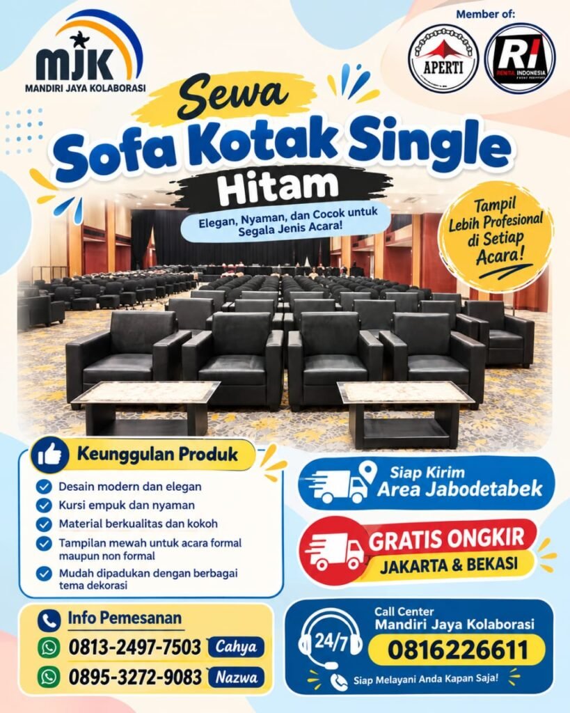 SEWA SOFA KOTAK SINGLE HITAM ELEGAN