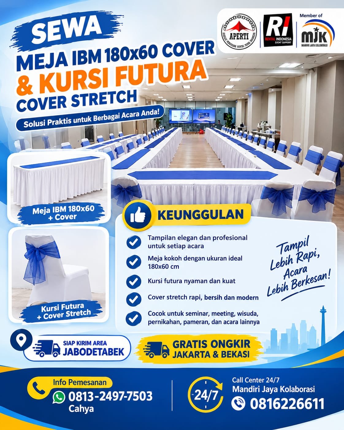SEWA MEJA IBM&KURSI FUTURA UNTUK ACARA YANG ELEGAN