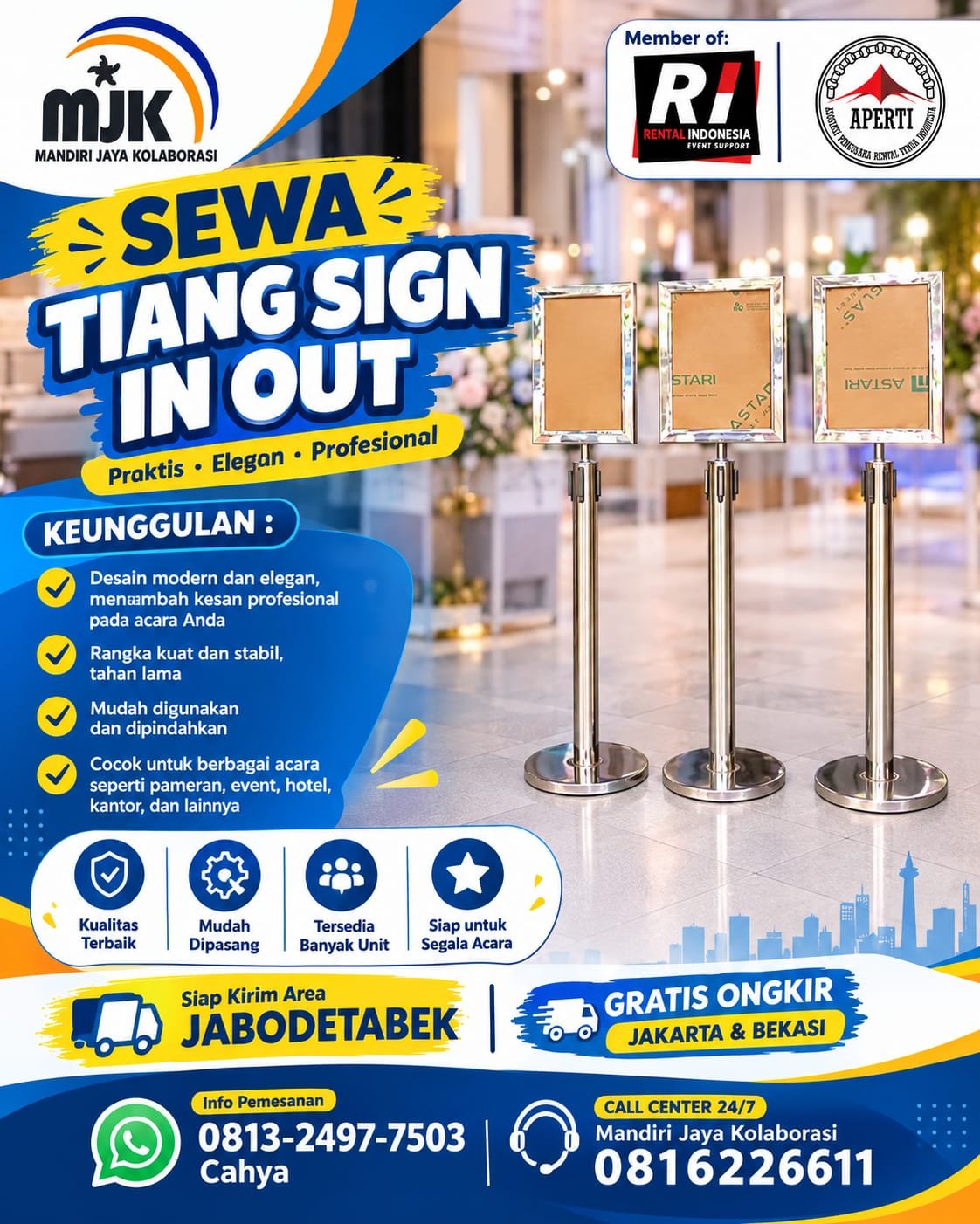 SEWA TIANG SIGN IN OUT PRAKTIS & PROFESIONAL